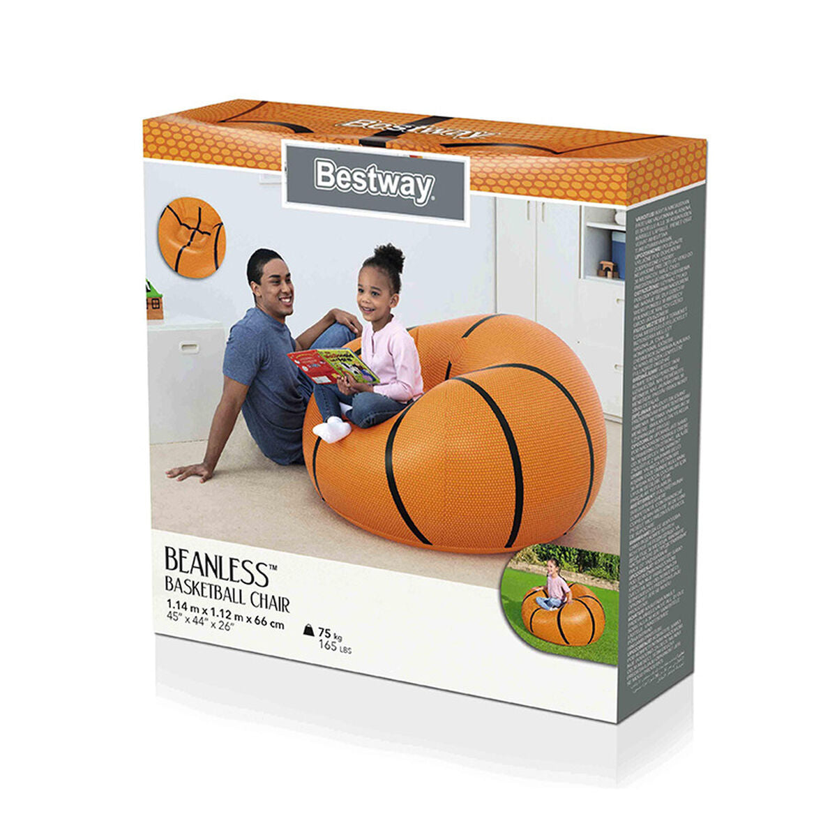 Bestway Riesiger Aufblasbarer Basketball-Sessel 114X112X66 Cm +6 Jahre Innen- Und Garten 75103