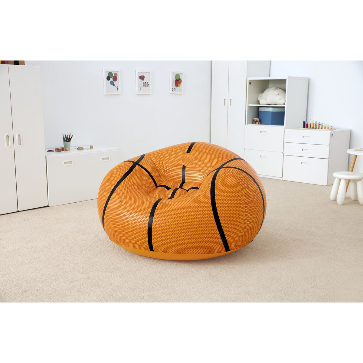 Bestway Riesiger Aufblasbarer Basketball-Sessel 114X112X66 Cm +6 Jahre Innen- Und Garten 75103
