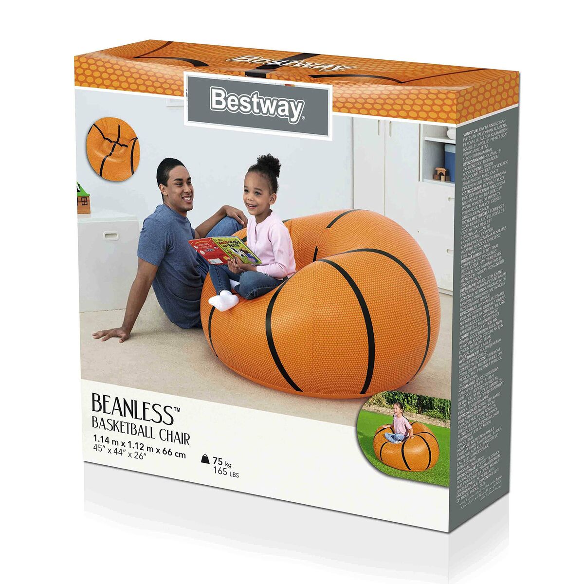 Bestway Riesiger Aufblasbarer Basketball-Sessel 114X112X66 Cm +6 Jahre Innen- Und Garten 75103