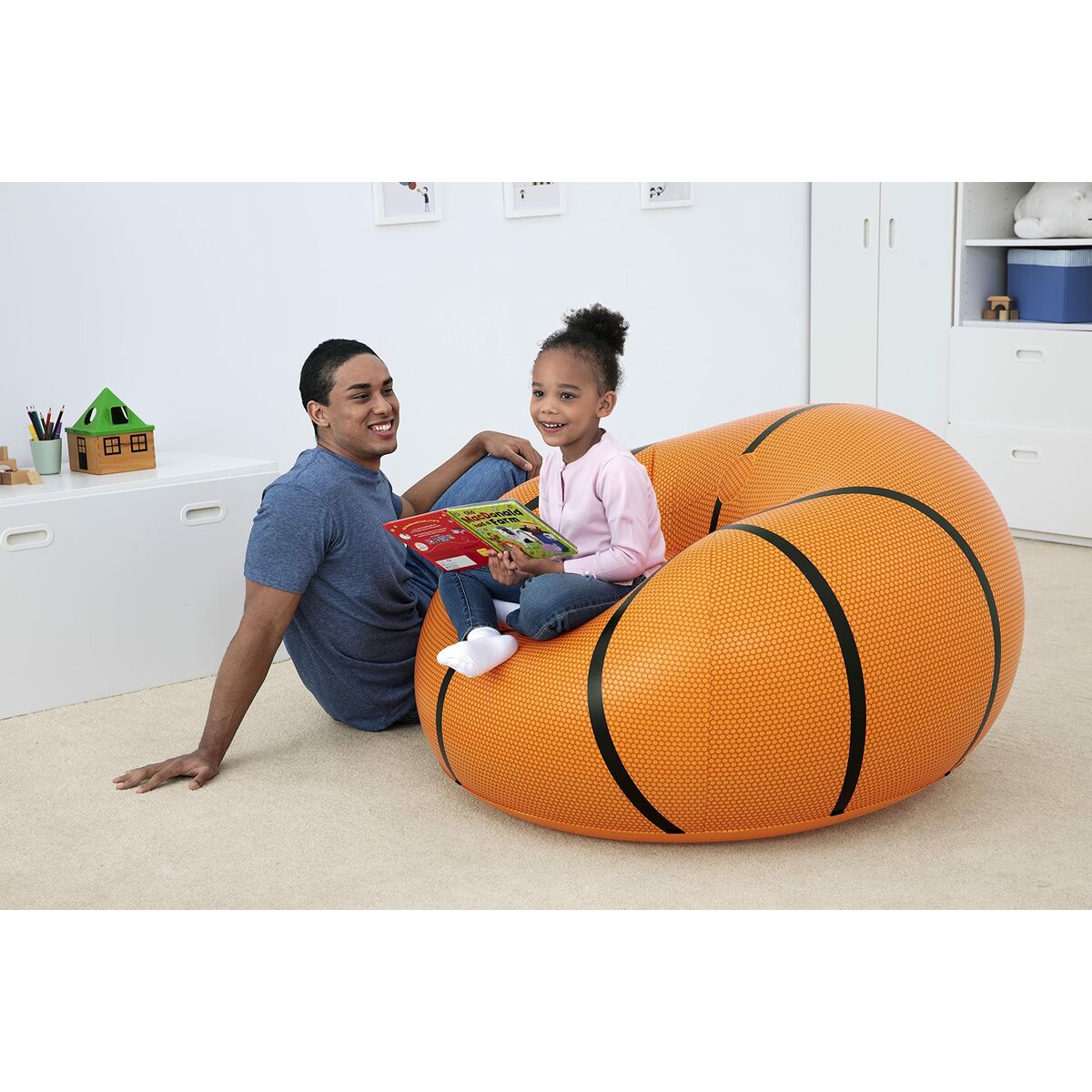 Bestway Riesiger Aufblasbarer Basketball-Sessel 114X112X66 Cm +6 Jahre Innen- Und Garten 75103