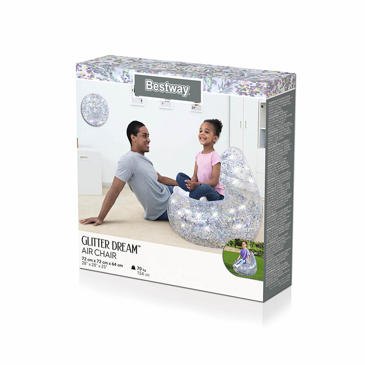 Bestway Aufblasbarer Sessel Glitzer 72X72X64 Cm +3 Jahre Innen- Und Garten 75105