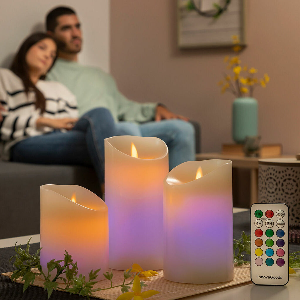 Innovagoods Mehrfarbige Led-Kerzen Flammeneffekt Mit Fernbedienung Lendles Innovagoods 3 Stück