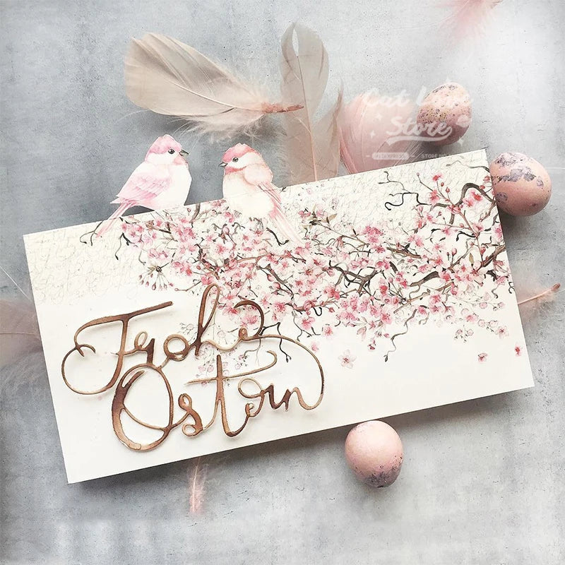 Metall-Stanzformen „Frohe Ostern“ – 10,9x6,9 cm, Scrapbooking, Kartengestaltung & Prägen