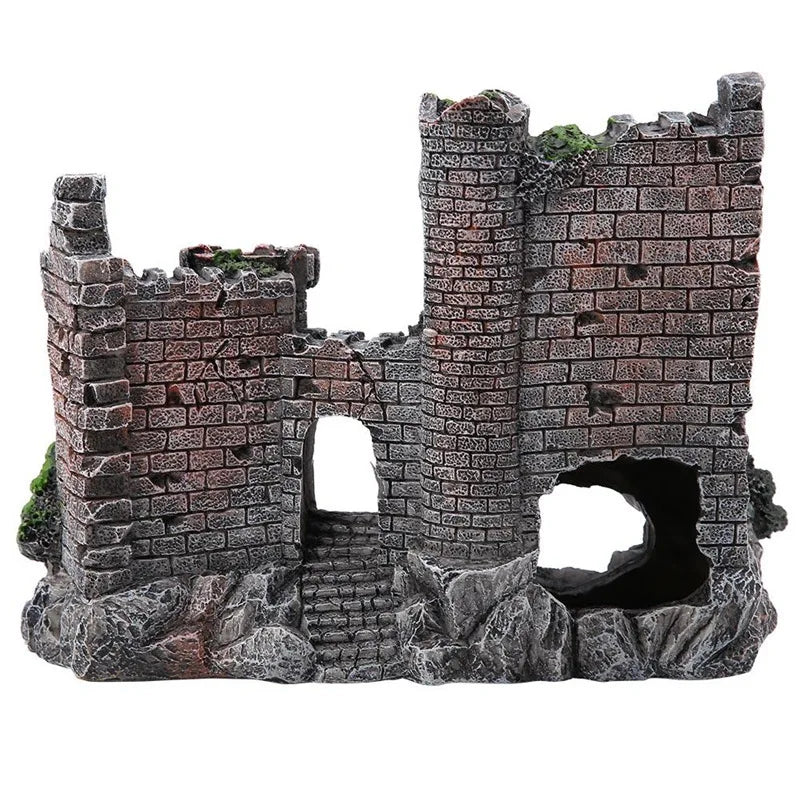 Aquarium-Dekoration Burg & Steininsel aus Kunstharz – 17x7x13 cm, fischsicher