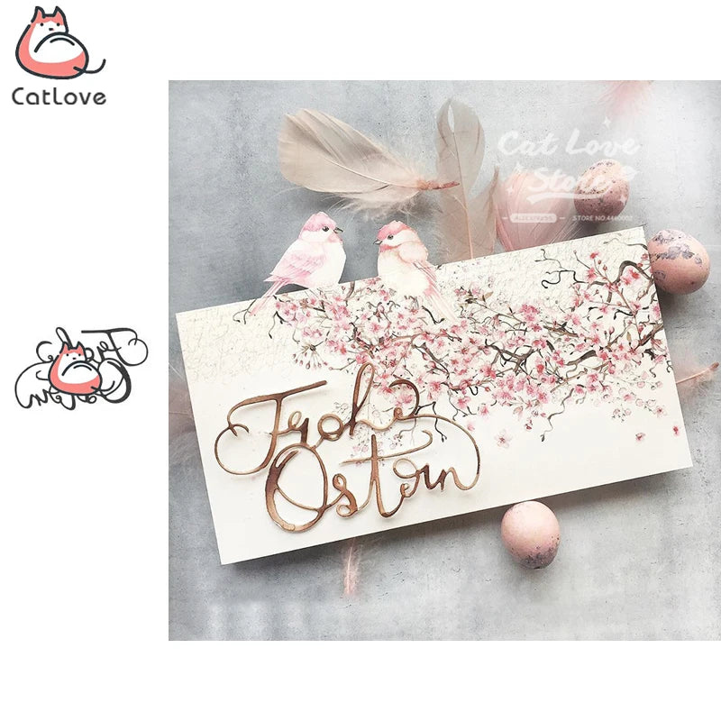 Metall-Stanzformen „Frohe Ostern“ – 10,9x6,9 cm, Scrapbooking, Kartengestaltung & Prägen