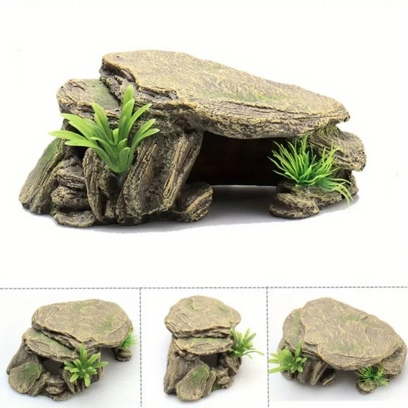 Schildkröten-Sonnenplattform für Aquarium – Reptilien-Dekoration aus Resin