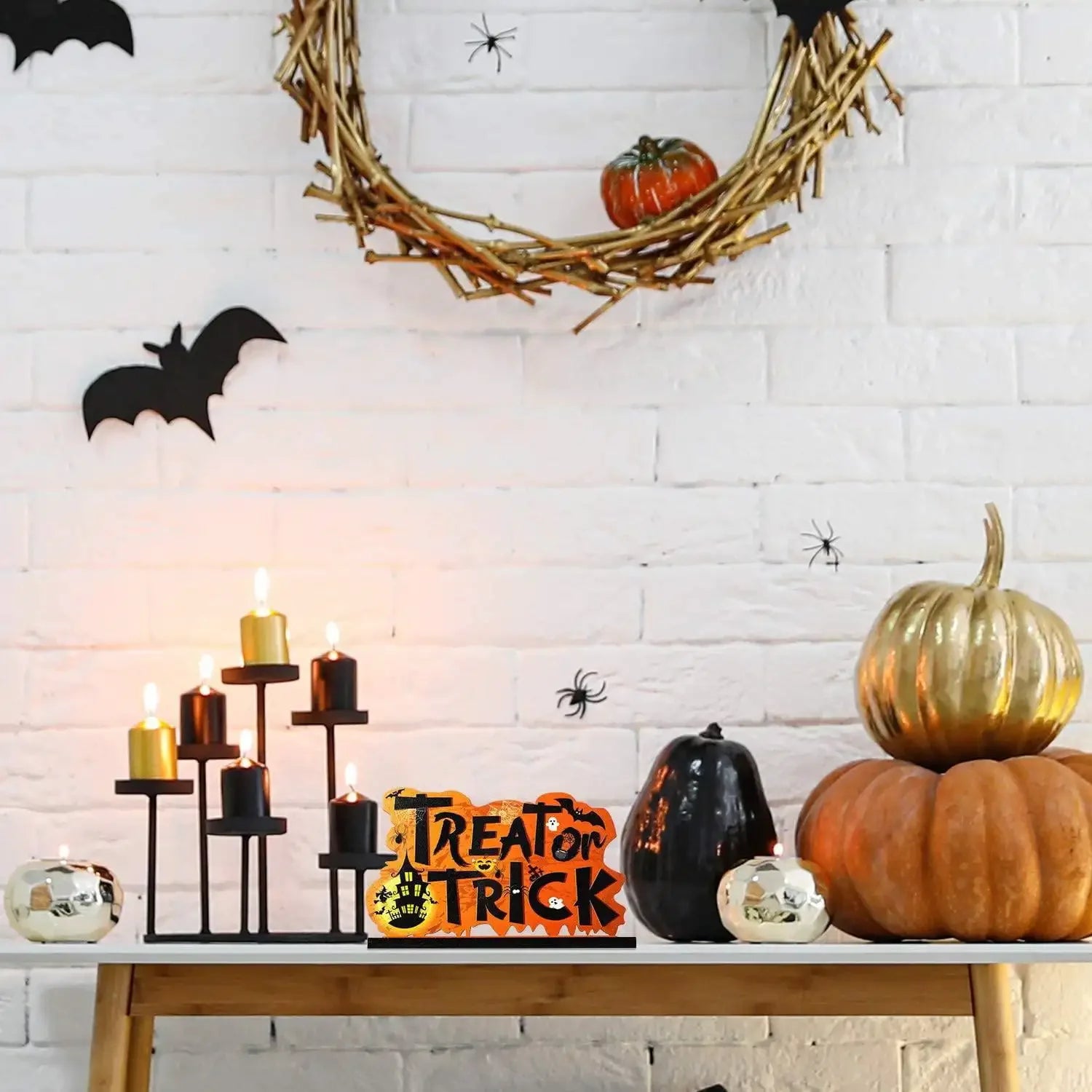 Halloween Holzdeko Tischset – 20x12 cm, 3 Designs: Boo, Süßes oder Saures & Happy Halloween