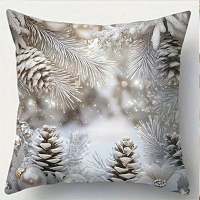 Weihnachts-Kissenbezug – Santa & Schneemann | Dekorativer Kissenbezug für Sofa, Schlafzimmer