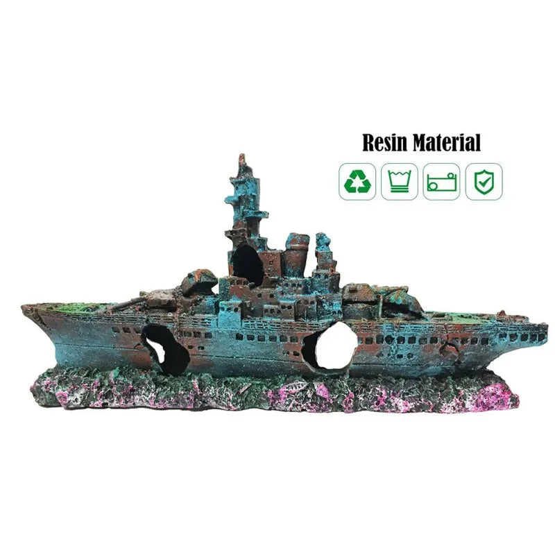 Piratenschiff Wrack Aquarium-Deko – 23 cm, Kunstharz, Sicher für Fische, 40–200 L
