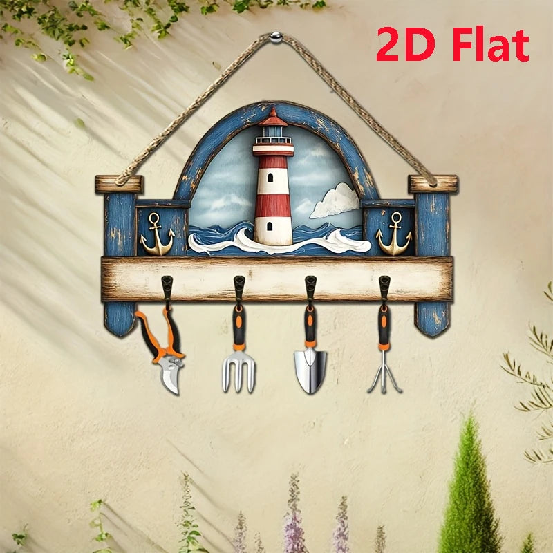 Leuchtturm Holzschild Wanddeko – Maritimes Schluesselbrett und Wandbild