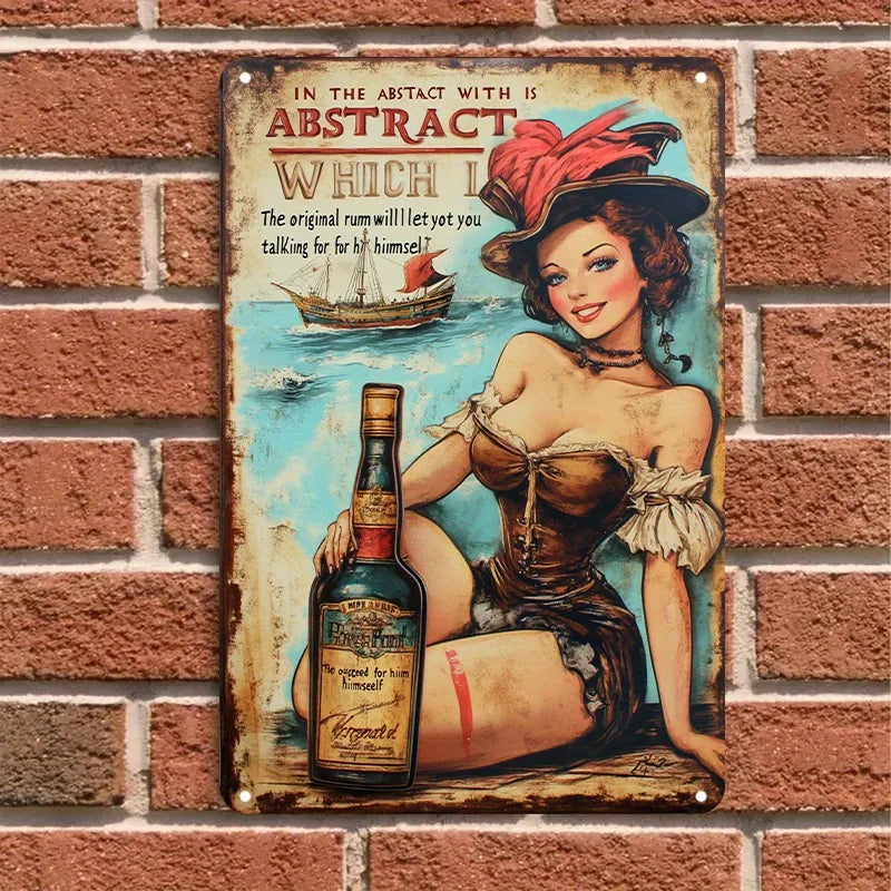 Vintage Nautik-Blechschild aus Aluminium – Retro Piratenmotiv, Bardekoration, 3 Größen