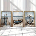3er-Set Canvas-Wandbilder – Maritime Meeresmotive | Rahmenlos | 4 Größen