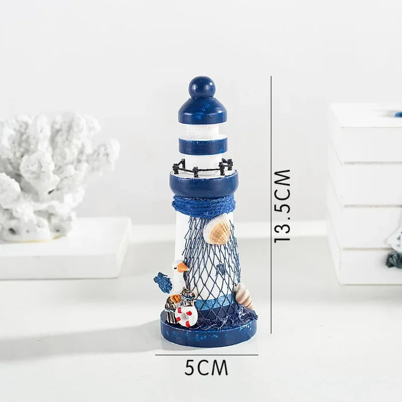 Mini Holz-Leuchtturm Tischdeko – 13 cm, Mediterran, 4 Designs, Geschenk & Geburtstag