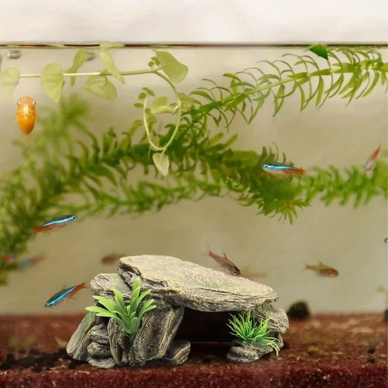 Schildkröten-Sonnenplattform für Aquarium – Reptilien-Dekoration aus Resin