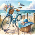 Diamond Painting Set – Küstenlandschaft mit Fahrrad & Hut