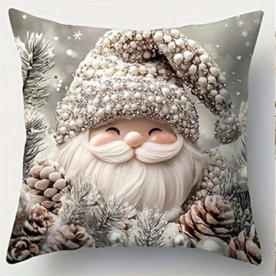 Weihnachts-Kissenbezug – Santa & Schneemann | Dekorativer Kissenbezug für Sofa, Schlafzimmer