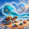 Diamond Painting Meeresschildkröte – 5D DIY Diamant-Malerei Set mit runden Steinen