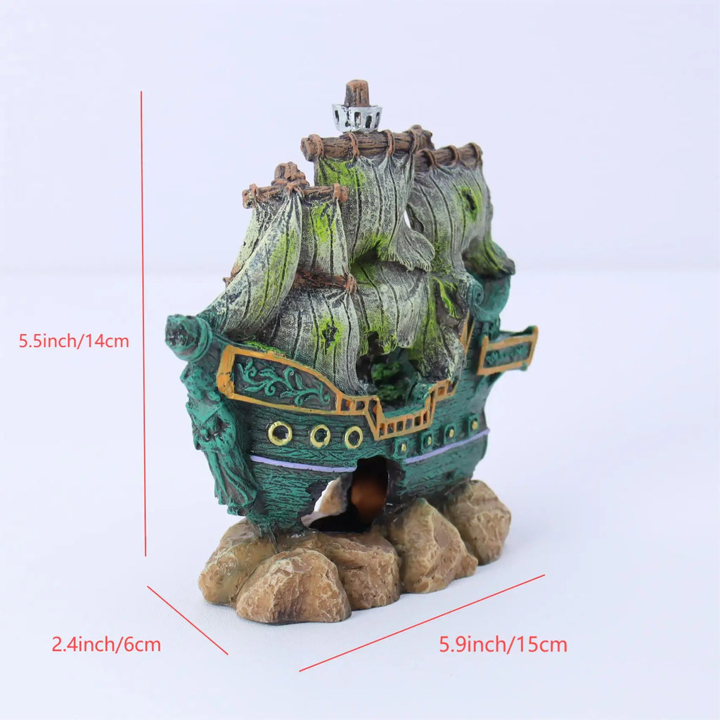 Piratenschiff Aquarium-Deko aus Kunstharz – Großes Ornament, Fischbecken Landschaft