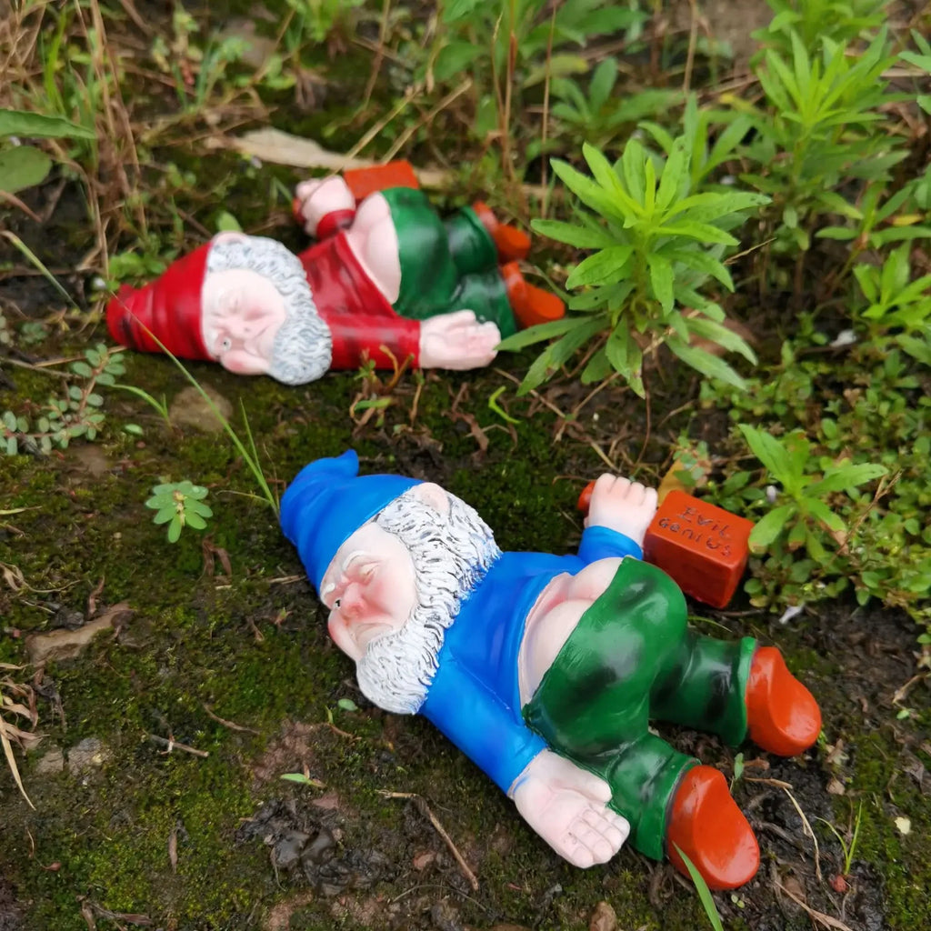 Lustiger Gartenzwerg aus Resin - Betrunkener Zwerg Figur für Garten & Heim