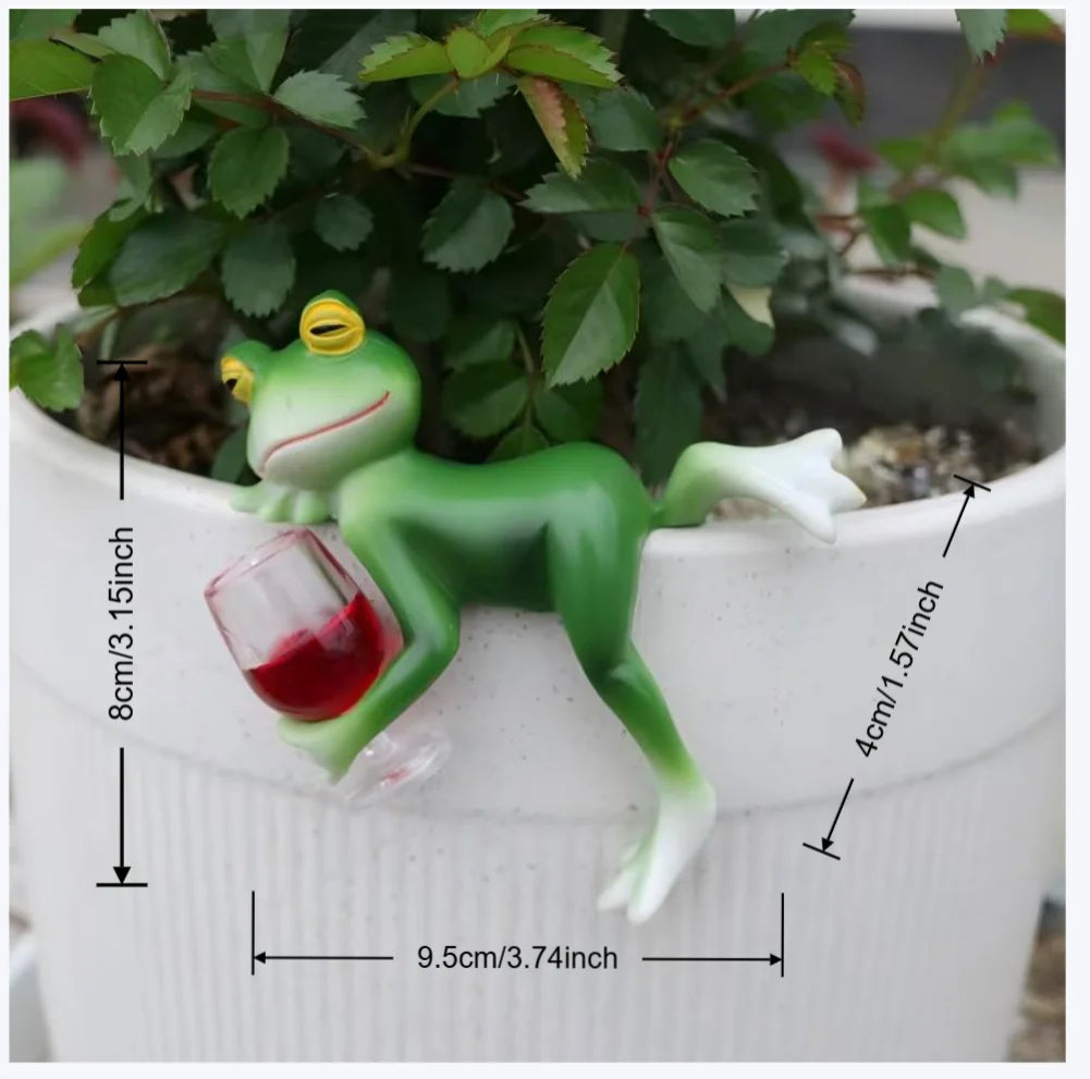 Frosch Weinglas Hängedekoration aus Kunstharz – Garten, Teich & Blumentopf