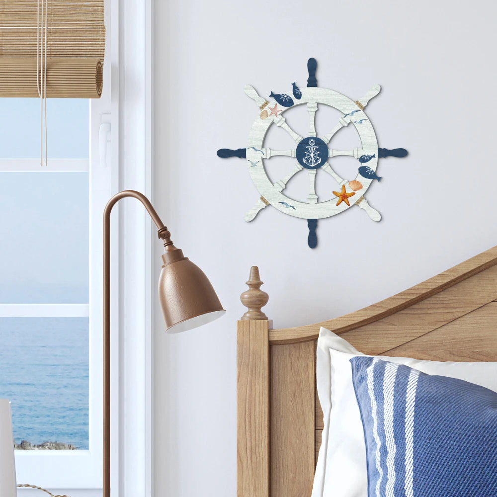 Maritimes Holzschild Wanddeko – Anker, Ruder oder Rettungsring, 3 Motive