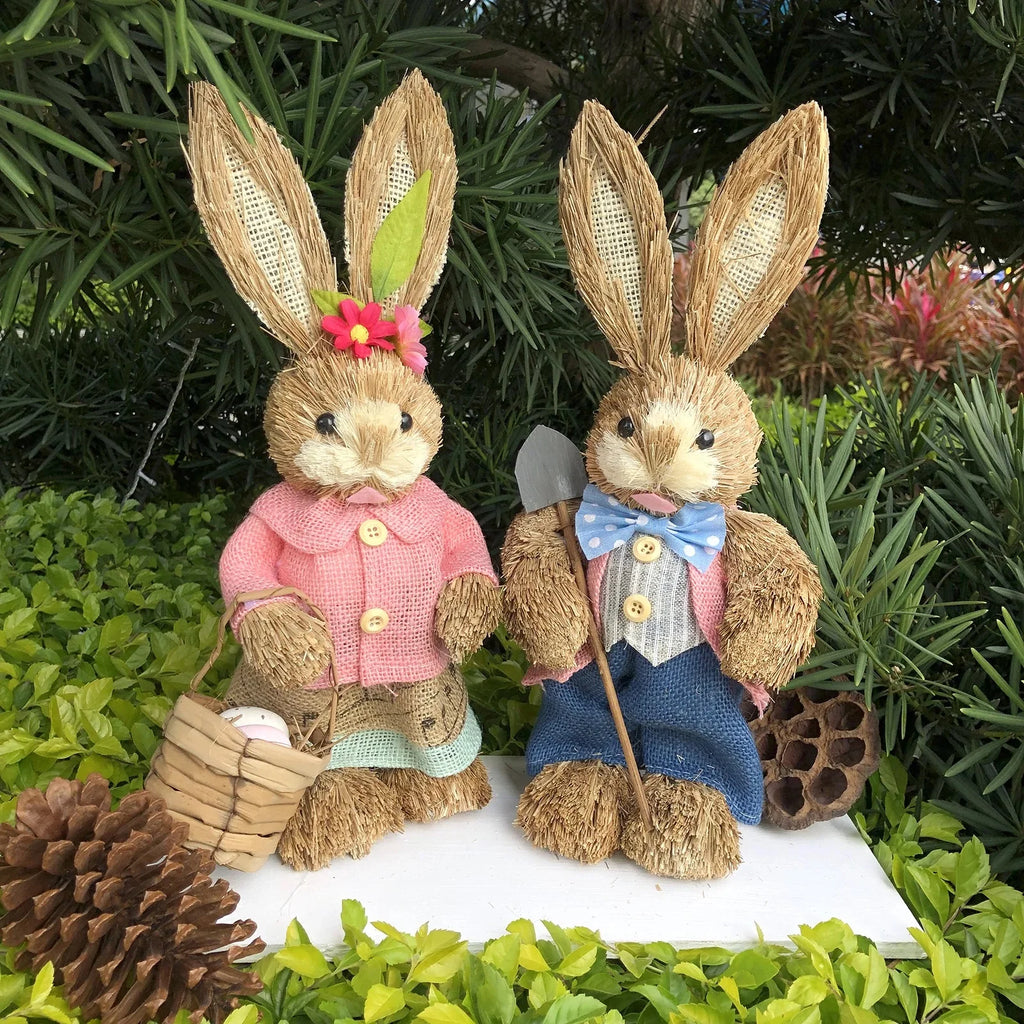 Oster-Strohase 35 cm – Geflochtene Deko-Figur für Garten, Heim & Party