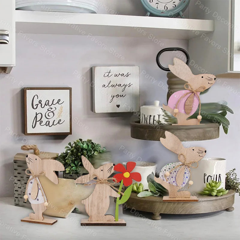 Holz-Osterhase Dekofigur – Stehender Hase für Ostern & Frühling