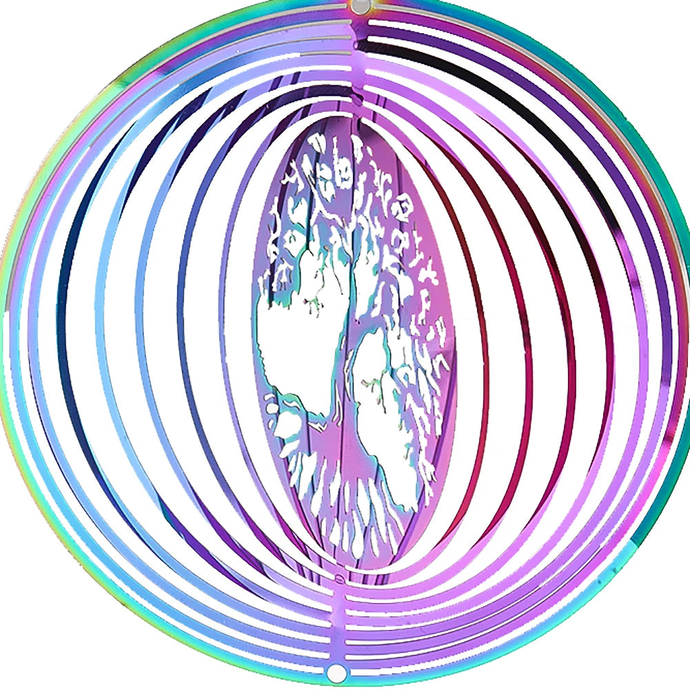 3D Windspinner Lebensbaum – Metall Windspiel mit Glaskugel & 360°-Drehung