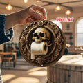 Vintage Aluminium-Wandschild Totenkopf & Blumen – 20x20 cm, Gothic, Innen & Außen