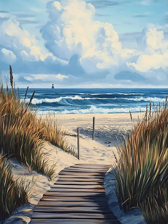 Diamond Painting Kit – Küstenlandschaft & Meer | 5D DIY Diamant-Malerei mit runden oder eckigen Steinen