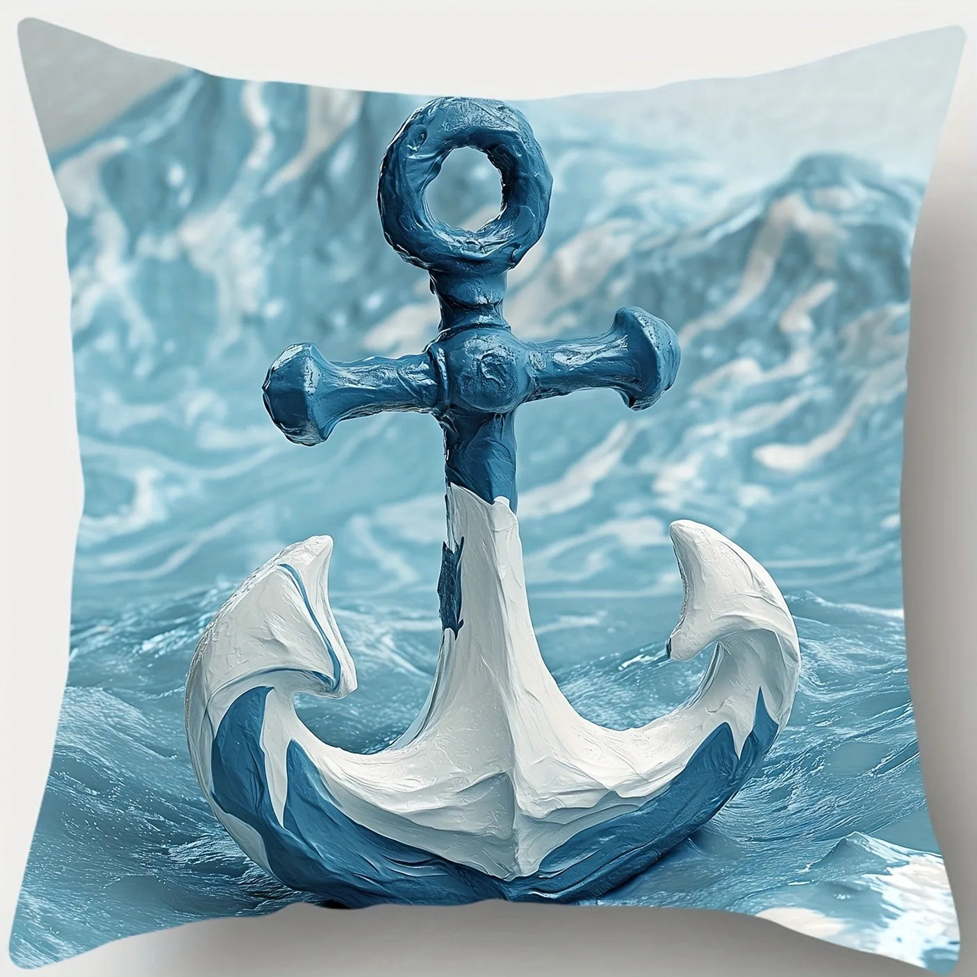 Maritimer Kissenbezug – Segelboot, Anker & Leuchtturm | 40–60 cm