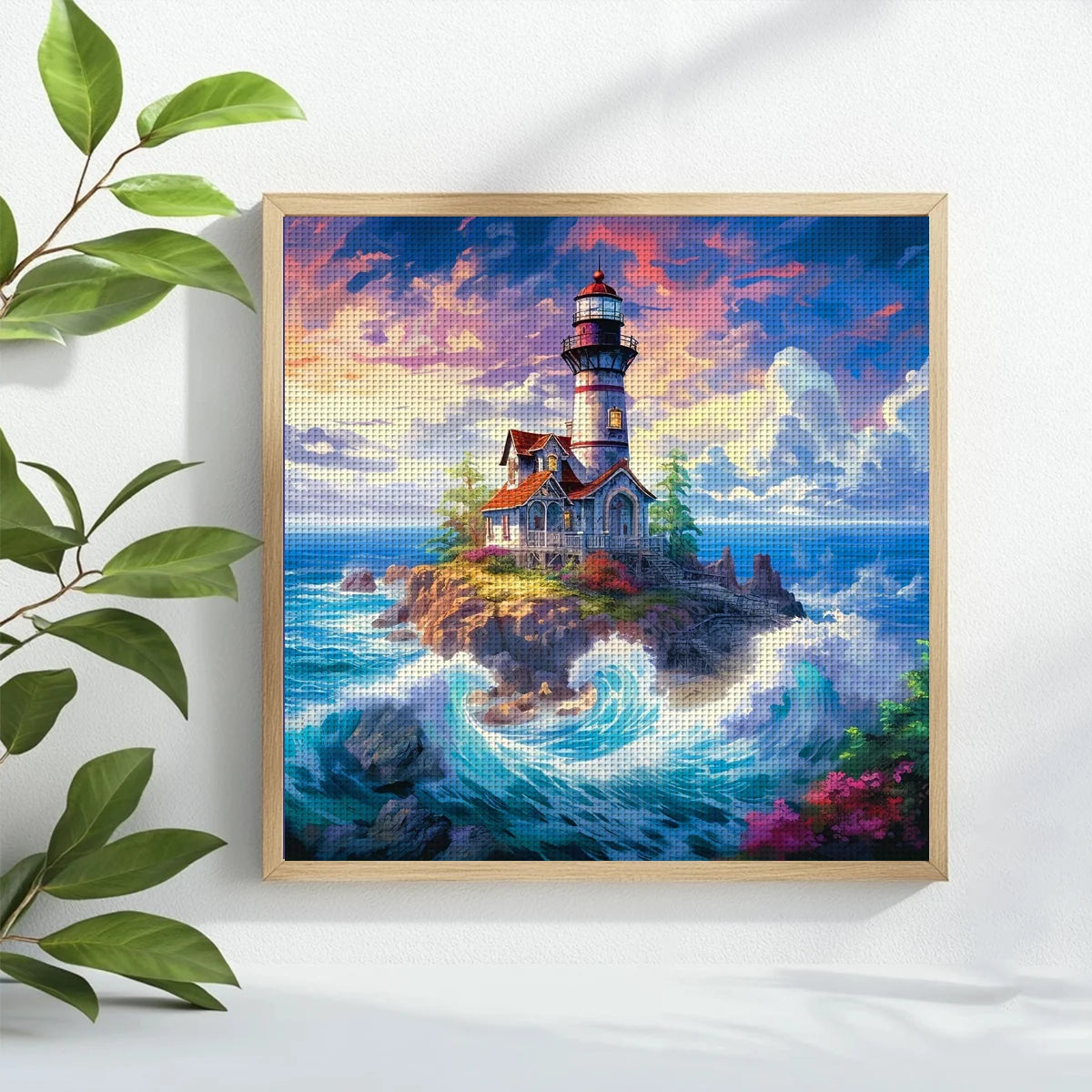 Kreuzstich-Set Insel-Motiv 40x40cm – DIY Stickset mit Stoff, Faden und Anleitung