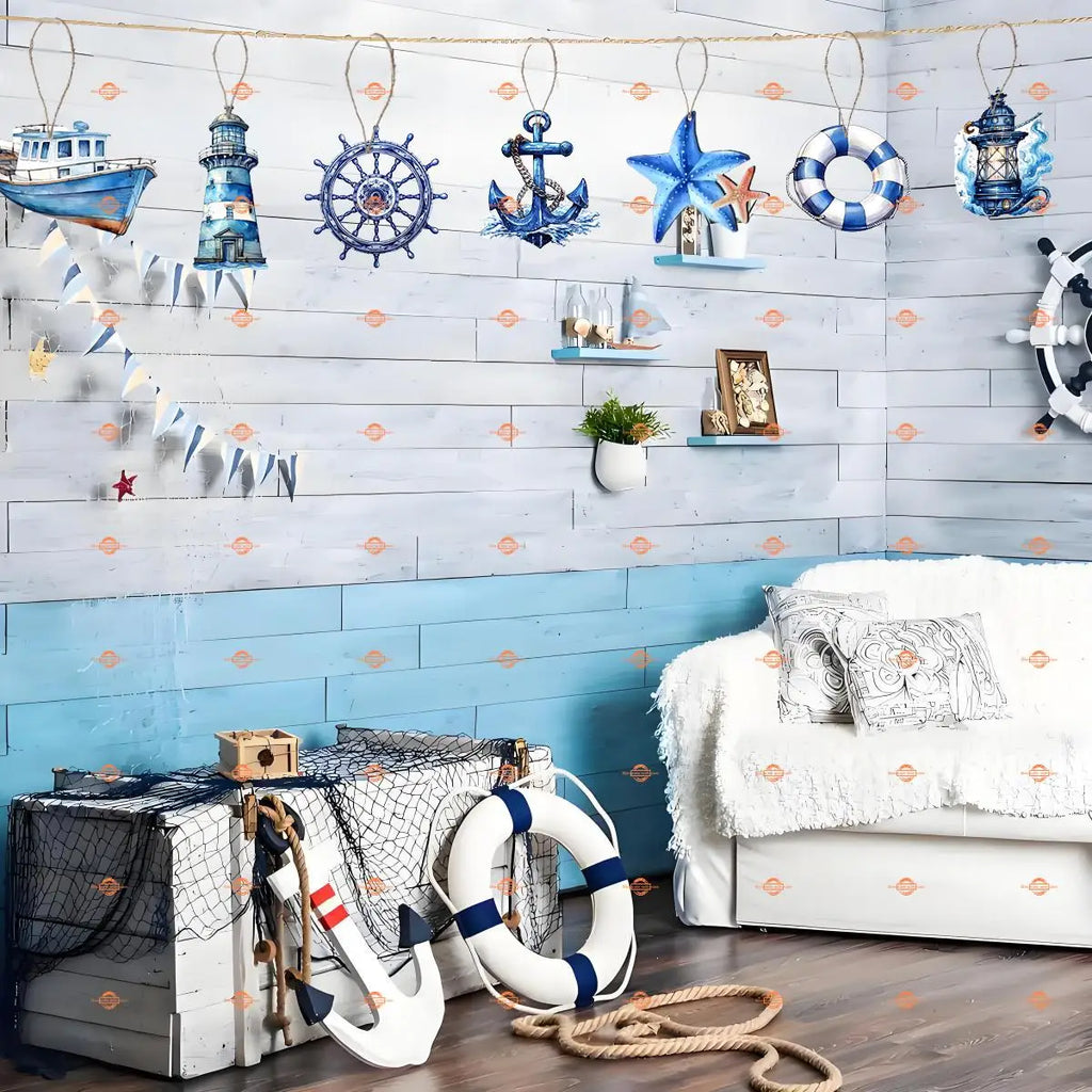 Maritime Holzanhänger 16er Set – 2D Meerestier-Motive, Sommer & Strand, Wohnraumdeko