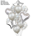 Luftballons 14er Set – Stern, Herz & Konfetti | Geburtstag, Hochzeit & Party | 8 Farben