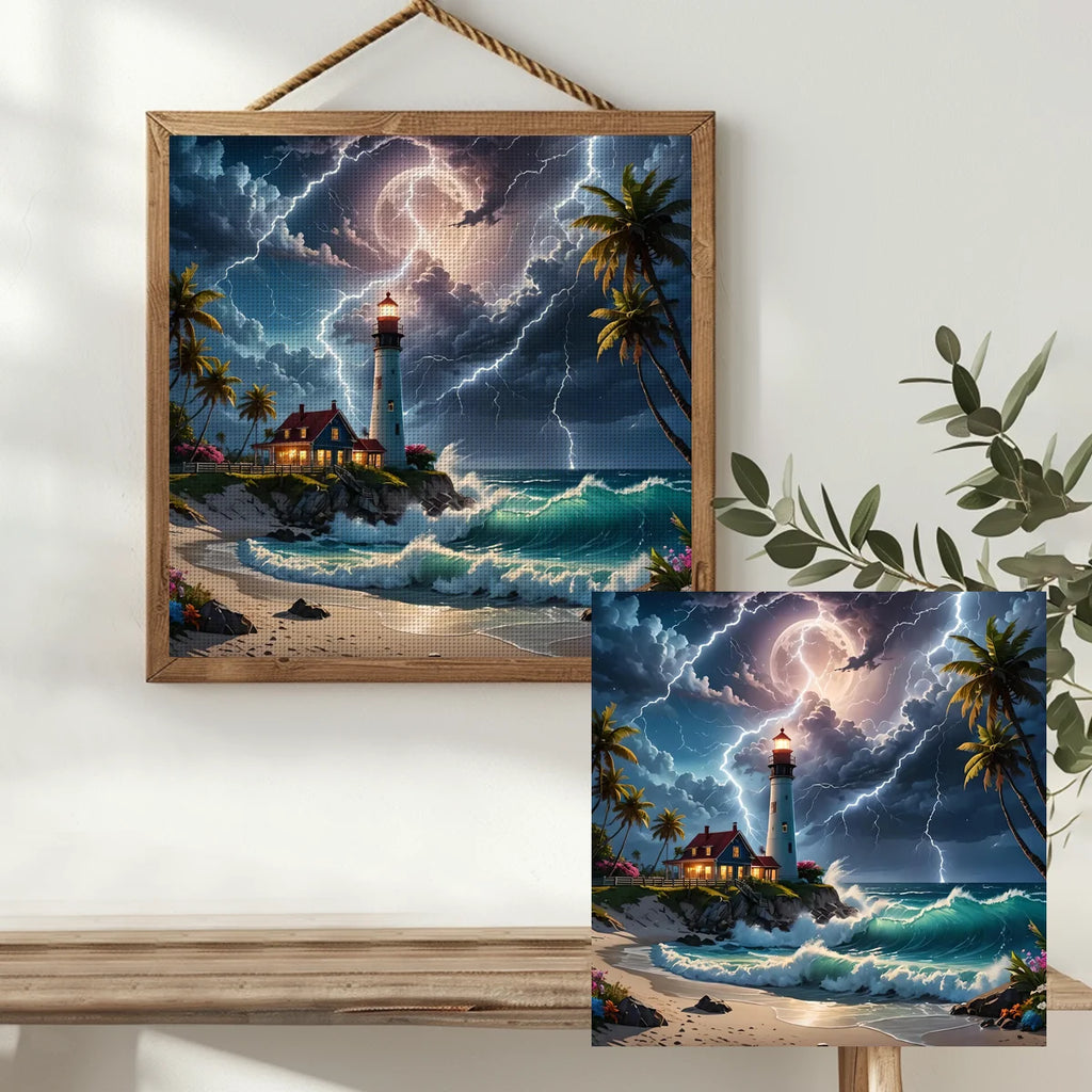 Kreuzstich-Set Meer – 40x40cm Stickpackung mit Stoff, Faden und Anleitung