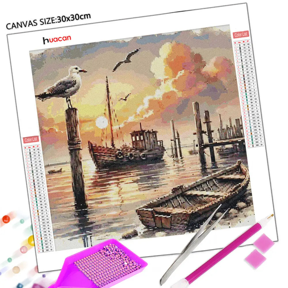 Diamond Painting Sonnenuntergang & Meereslandschaft – 5D DIY Set