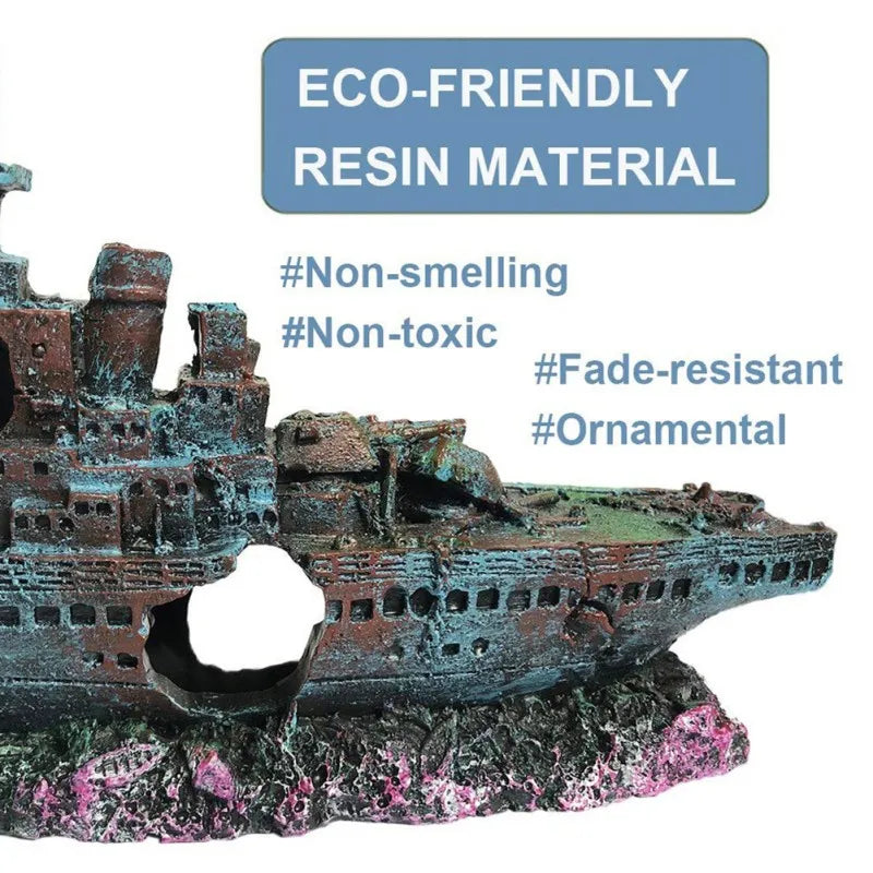 Piratenschiff Wrack Aquarium-Deko – 23 cm, Kunstharz, Sicher für Fische, 40–200 L