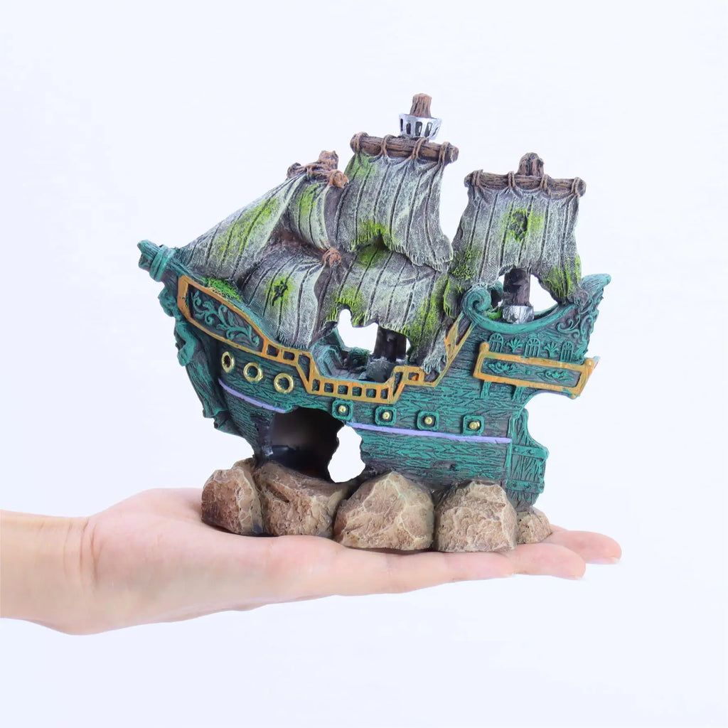 Piratenschiff Aquarium-Deko aus Kunstharz – Großes Ornament, Fischbecken Landschaft