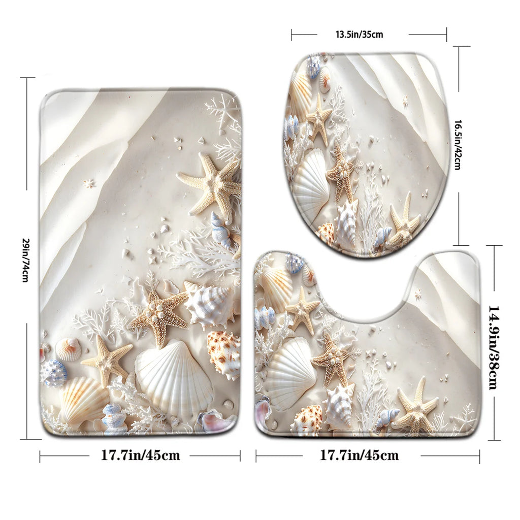 Maritimes Badezimmer-Set – Seestern & Muschel (3-teilig)