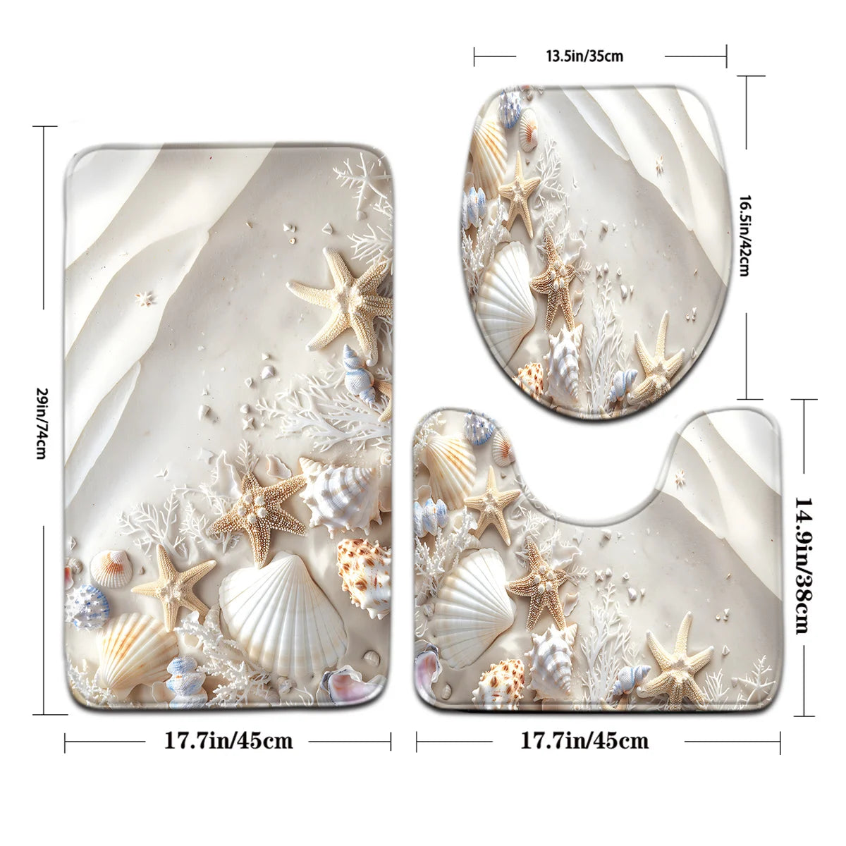 Maritimes Badezimmer-Set – Seestern & Muschel (3-teilig)