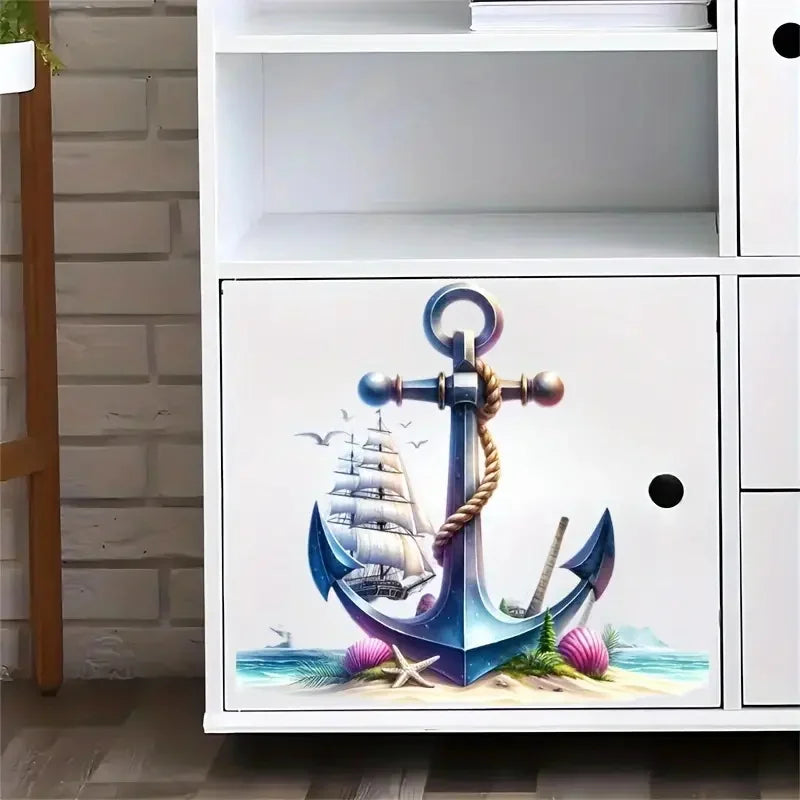Maritime Wandtattoos – Anker & Nautik | Selbstklebende Vinyl-Aufkleber für Bad & Wohnbereich