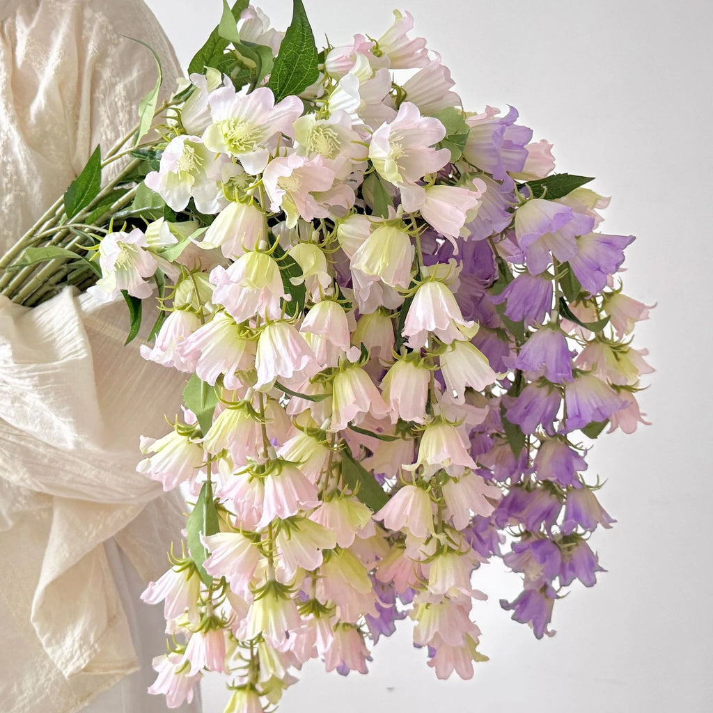 Künstlicher Brautstrauß aus Seide – Maiglöckchen, Orchideen & Campanula, 5 Farben