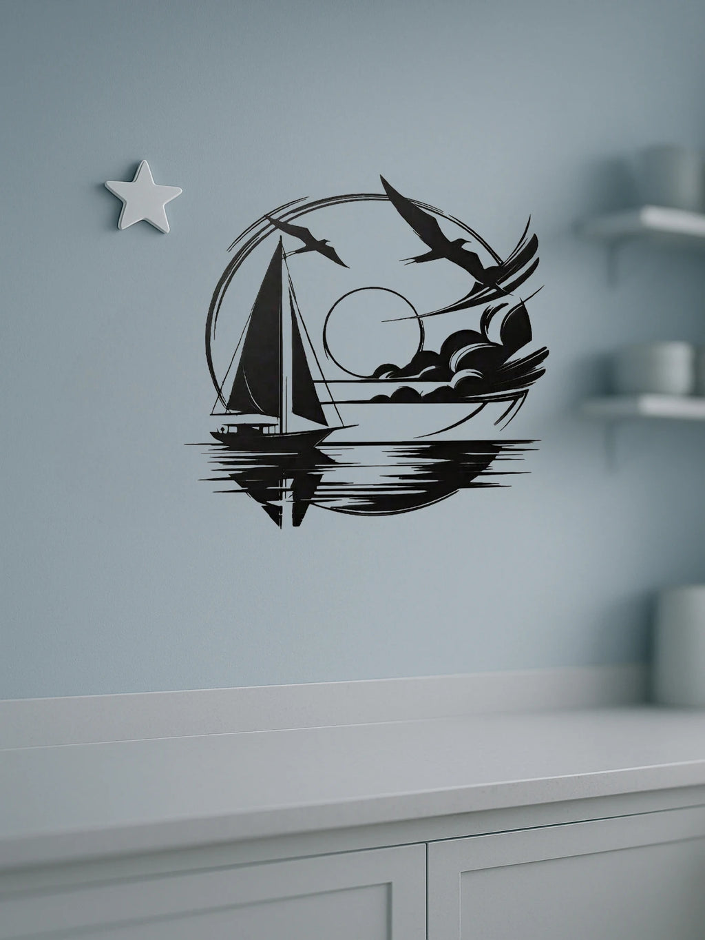 Segelboot Metall-Wanddeko – Wasserdicht, Maritim, Moderne Räume & Geschenkidee