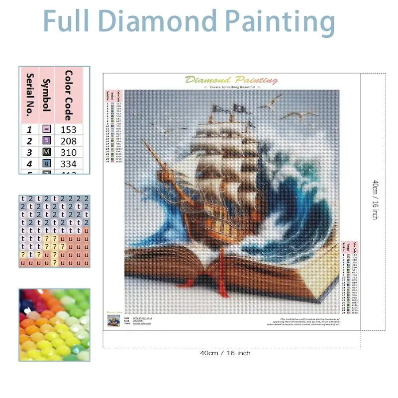 Diamond Painting Kit Meereslandschaft – DIY Diamant-Mosaikbild mit Boot & Ozean-Motiv