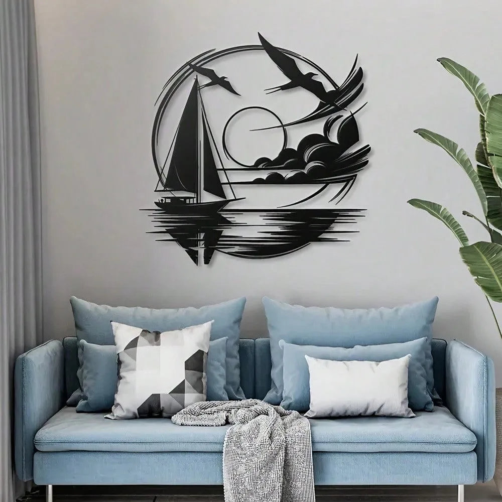 Segelboot Metall-Wanddeko – Wasserdicht, Maritim, Moderne Räume & Geschenkidee