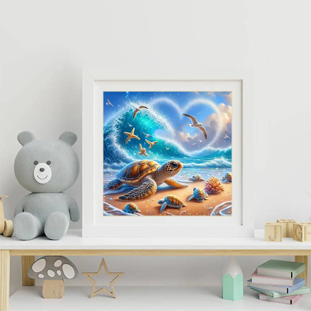 Diamond Painting Meeresschildkröte – 5D DIY Diamant-Malerei Set mit runden Steinen