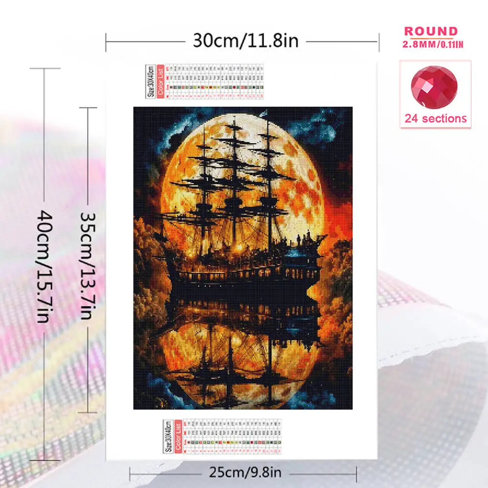 Diamond Painting Boot & Mondlandschaft – 5D DIY Set EverShine