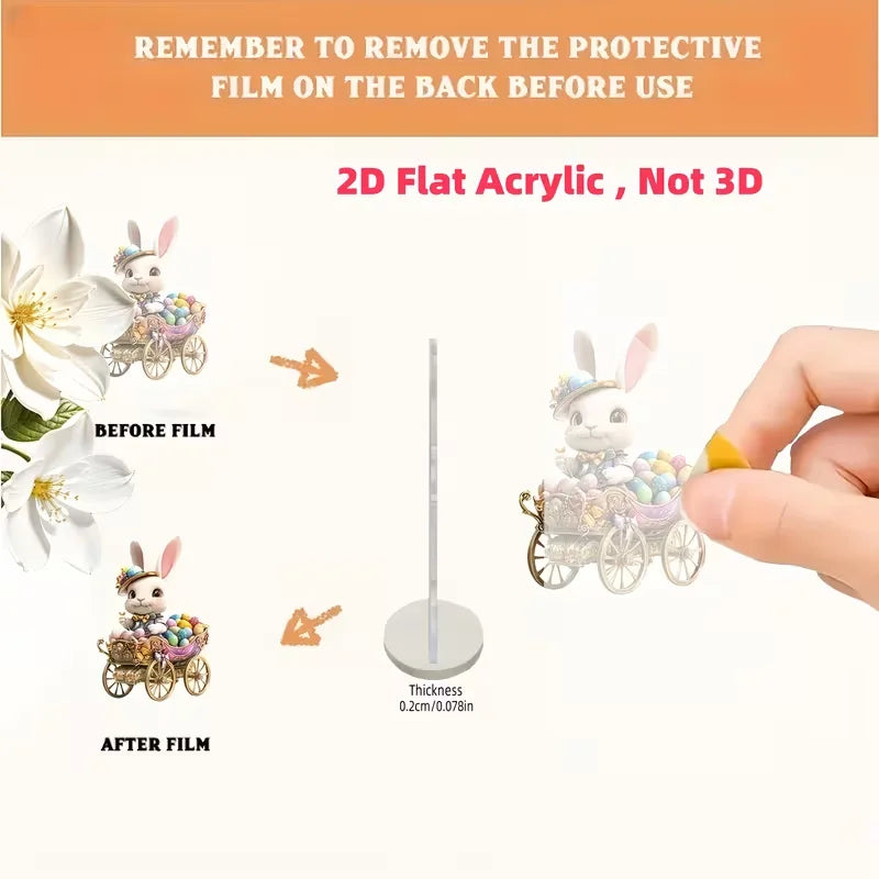 Osterhase & Ei Acryl-Tischdeko – 2D Boho-Stil, Ostern, Valentinstag & Hochzeit