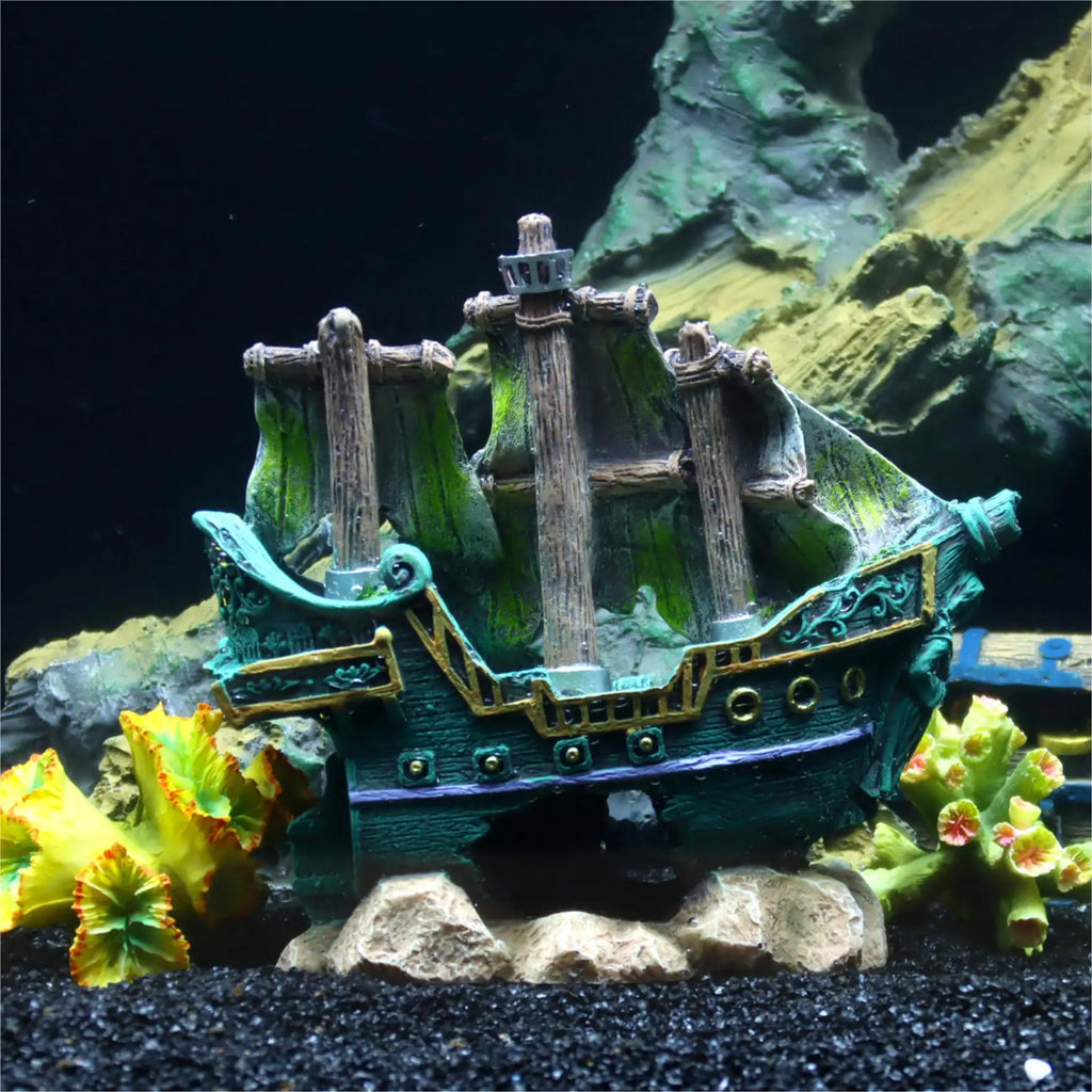 Piratenschiff Aquarium-Deko aus Kunstharz – Großes Ornament, Fischbecken Landschaft
