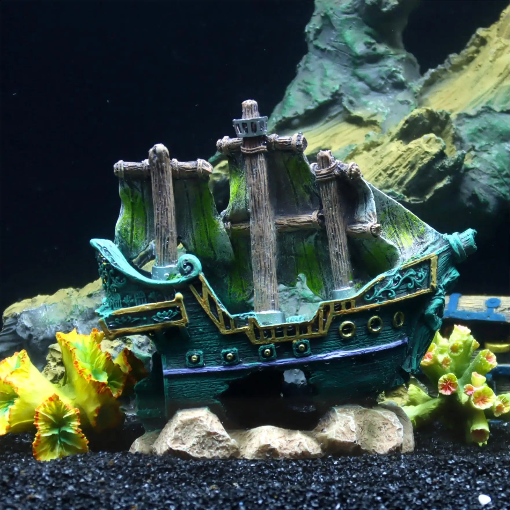 Piratenschiff Aquarium-Deko aus Kunstharz – Großes Ornament, Fischbecken Landschaft